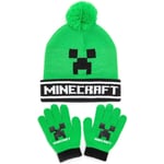 Minecraft Creeper Mössa och Handskar Set One Size Grön/Svart