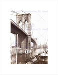 Wee Blue Coo VINTAGE BROOKLYN BRIDGE EAST RIVER NEW YORK BLACK FRAMED ART PRINT B12X3431