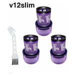 Lot de 3 filtres HEPA 971517-01 pour aspirateur sans fil Dyson V12 Detect Slim avec 1 brosse