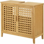 Helloshop26 - Meuble sous vasque avec 2 portes 60 x 67 x 30 cm en bambou