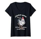 Womens Chicken Game Don't Look At This Chicken V-Neck T-Shirt