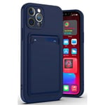 Silikone cover med kortholder til iPhone 13 Pro Max - Navy Blå