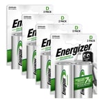 8 X Energizer Rechargeable Taille D Piles Recharge Puissance Nimh 2500mAh LR20