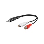 Goobay 50600 3.5 mm Audio Cable Adapter, Male to Stereo RCA Female, Black, 0.2 m Cable Length, Headphone