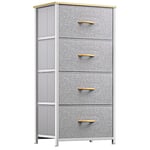 YITAHOME Commode pour Chambre à Coucher, Commode à 4 Tiroirs en Tissu Meuble de Rangement avec Dessus en Bois et Grand Espace de Rangement Chambre à Coucher, Salon, Chambre d'enfant, Gris Clair