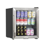 Baridi 50L Tabletop Drinks Fridge Mini Beer Cooler Glass Door Stainless Steel