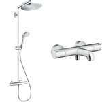 hansgrohe Croma Select S - Colonne de douche sans mitigeur, douche pluie 280 mm avec inverseur & Ecostat 1001 CL - Mitigeur baignoire thermostatique, Robinet de baignoire