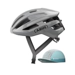 ABUS PowerDome ACE road bike helmet - with ABUS Race Cap - lightweight bike helmet with clever ventilation system - Made in Italy - for men and women - grey, size S