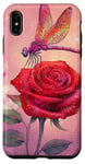 Coque pour iPhone XS Max Jolie rose rouge et libellule avec étoiles et libellules roses