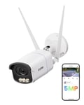 ZOSI 5MP Caméra de Surveillance WiFi Extérieure, Caméra IP 2,4 G / 5 GHz avec Vision Nocturne en Couleur Réelle, Détection de Personne/Véhicule AI, Audio Bidrectionnel, C186A AuroraLux