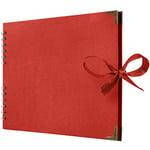 Bstorify Album photo carré de scrapbooking - 50 pages (28 x 22 cm) - Rouge - Papier épais - Couverture rigide - Fermeture ruban - Idéal pour vos albums de scrapbooking, projets d'art et d'artisanat