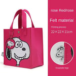 Snoopy Cartoon Felt Bag Käsilaukku vaaleanpunainen punainen