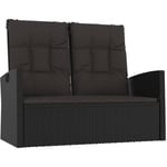 Vidaxl - Banc de jardin inclinable et coussins noir 118cm résine tressée Black