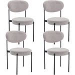 Wahson Office Chairs - Lot de 4 Chaise Salle à Manger en Peluche de rizo Chaise de Cuisine Moderne avec Pieds en Métal pour Cuisine, Gris