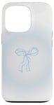 Coque pour iPhone 13 Pro Bleu clair Aura Soft Girl Ruban Bow Coquette Esthétique