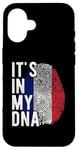 Coque pour iPhone 16 Funny it's in my DNA Drapeau de la France Empreinte digitale