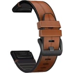 For Garmin Fenix 7/Fenix 6/Fenix 5/EPIX 2 Klockarmband, Quick Fit 22mm Mjukt Äkta Läder med Silikon Svettåligt Armband