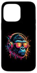 Coque pour iPhone 14 Pro Max Monkey DJ Disco Music Lover Gorilla Chimpanzee Casque audio