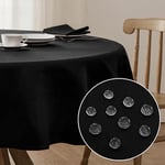 Softalker Nappe Ronde 160 Noire,Lavable,résistante à l'eau,Texture Lin,Anti Tache,210 GSM Polyester pour extérieur,Table de Jardin,fête,Anniversaire,réveillon,Noël,Table Basse,Table de Salle à Manger