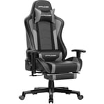 GTPLAYER Chaise Gaming Repose-Pieds Haut-Parleur Bluetooth Fauteuil Gamer Gris Siège Ergonomique (Gris)