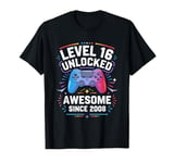 Level 16 Unlocked Awesome Since 2008 16th Birthday Gaming T-Shirt