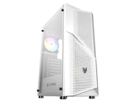 Oversteel - Kyanite Boîtier PC Gaming compatible avec les cartes ATX, Micro ATX et ITX, 4 ventilateurs 120mm A-RGB, façade en maille, filtres anti-poussière, verre latéral trempé, USB 3.0, Blanc