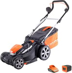 Yard Force Tondeuse à Gazon Rotative Sans Fil 37cm, avec Batterie Lithium-Ion 40V et Chargeur Rapide LM G37A