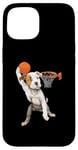 iPhone 15 Vintage Pitbull Dog Playing Basketball Dog Sports Game Lover Case