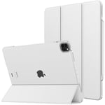 MoKo Coque pour iPad Air 13 Pouces 2024 / iPad Pro 12,9 (6e/5e Gén 2022/2021), Étui Intelligent Dos Translucide Givré en PC Dur, Support Touch ID et Apple Pencil Pro/2e/USB-C, Blanc