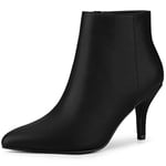 Allegra K Bottines à talon aiguille à bout pointu et fermeture éclair pour femme, Noir, 41 EU