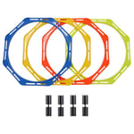 CLISPEED 4pcs Sports Speed Rings Set, Agility Hoops Ladder Set, Youth Agility Footwork Training and Speed Hurdles Rings, Football Control Skills Agility Loop, Obstacle Course Challenges