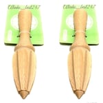 2x Lemon Reamer Juicer Squeezer Citrus Lemon Press Beech Wood Juice Extractor