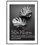 Americanflat Cadre Photo Aluminium 50x70 cm Noir - Cadre 42x60 cm avec Passe-Partout ou 50x70 cm sans Passe-Partout – Verre Plexiglas, Matériel de Suspension Mural Intégré