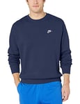 Nike M NSW Club CRW Bb Long Sleeved T-Shirt - Midnight Navy/(White), x-Large-T