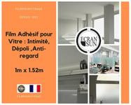 062 - Film Adhésif pour Vitre : Intimité, Dépoli ,Anti-regard - 1m x 1.52m