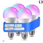 meross Ampoule LED Connectée, Lot de 4 Ampoule E27 WiFi Compatible avec Apple