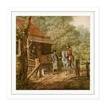 Artery8 Andriessen Dutch Landscape House Horse Painting Square Wooden Framed Wall Art Print Picture 16X16 Inch