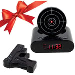 Target Wake Up Alarm Clock, Creative Gun Shooting Alarm Personlig 12-timmars digital display för tunga sovplatser, Nyhetspresent för pojkar Flickor (svart Su