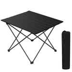 WOLTU Table de Camping Pliante en Aluminium,Table de Voyage léger et Portable, Table Pliable pour Le Pique-Nique, la Plage, Le Extérieur, Le Barbecue, 56x46x40cm, Noir CPT8133sz