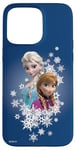 Coque pour iPhone 15 Pro Max Disney La Reine des Neiges Anna et Elsa Sisters et Flocons de Neige