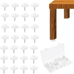 Lot De 50 Patins De Meubles En Plastique - 20 Mm - Protection Du Sol - Patins En Feutre Avec Clous - Patins En Plastique - Blanc - Pour Chaise, Table, Fauteuil, Table De Jardin, Chaises De Jardin