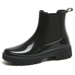 AONEGOLD Bottes De Pluie Femme Caoutchouc Imperméables Antidérapant Légères Wellies Rain Boots Semi-Hautes de Jardinage Chaussures(Noir,39 EU)