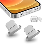 TITACUTE Anti Dust Plugs Cap 2 Pack, Dust Cap Charging Port Plug with Mini Carry Box Compatible with iPhone 13/12/12 Pro/Max/iPhone 12 Mini/iPhone 11/11 Pro/11 Pro Max/Phone X/Xs/Max (Silver)