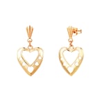 9ct Gold Pierced Heart Drop Earrings Valentine's Gift for Her Girlfriend Wife