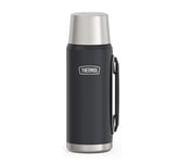 THERMOS ICON BEVERAGE BOTTLE Bouteille isotherme, 1,20 l, gris/graphite mat, 1200 ml, avec gobelet, avec poignée, chaude 24 h/froid pendant 24 h, passe au lave-vaisselle, entièrement étanche, sans