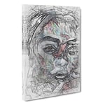 Big Box Art Woman of Colour in Abstract Canvas Wall Art Framed Picture Print, 30 x 20 Inch (76 x 50 cm), White, Grey, Black, Lavender