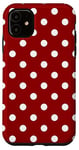 Coque pour iPhone 11 Motif à pois blancs sur fond rouge #521