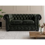 Vente-unique.com Canapé chesterfield 2 places BRENTON 100% cuir de buffle - Vert empire