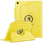 FINTIE Coque pour iPad 10ème Génération 2022 10.9 Pouces - [Rangement de Stylet] Housse Rotative à 360° Étui Veille/Réveil Automatique Protection iPad 10 2022, Jaune