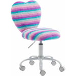 Chaise de Bureau pour Enfant Chaise Pivotante avec hauteur Réglable Fauteuil à Roulettes en Fausse Fourrure pour Chambre, Arc-en-Ciel